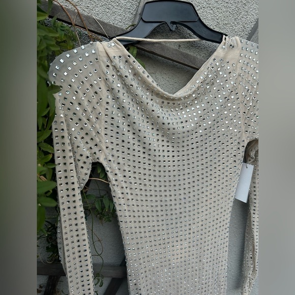 Naked Wardrobe CRYSTAL OPEN BACK GOWN in Bone New with Tags! - Picture 8 of 10